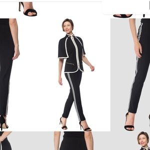 NWT Joseph Ribkoff Pants Style 184109 Black w/ White Stripes down side 16 RARE!